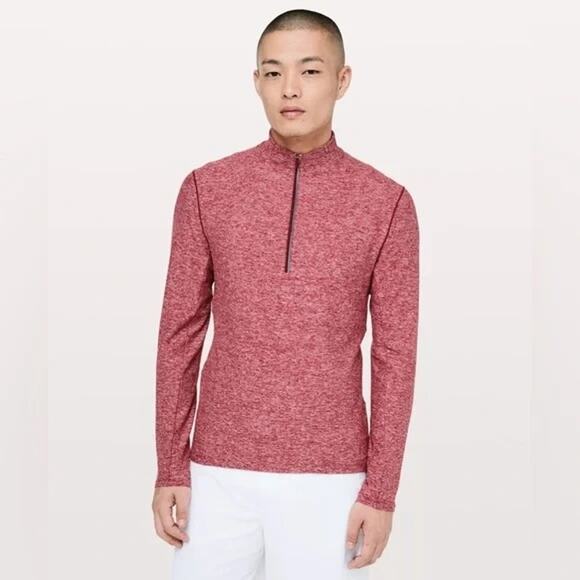 Lululemon Surge Warm 1/2 Zip Silver Heathered Dark Red Sport Size XL EUC M3D42S - Picture 1 of 10